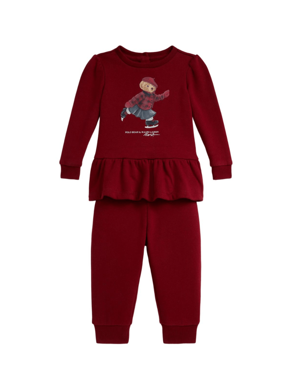 Set t-shirt e pantaloni per neonata Polo Ralph Lauren Kids rosso con stampa Polo Bear - Rubino Kids