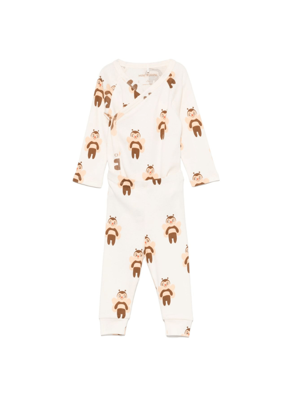 Set t-shirt e pantaloni per neonati Mini Rodini bianco con stampa grafica - Rubino Kids