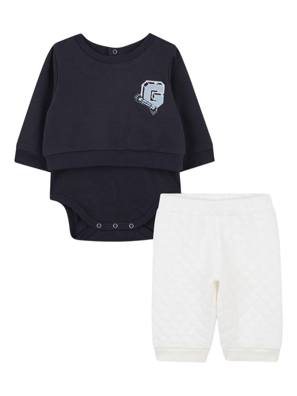 Set t-shirt e pantaloni per neonato Givenchy Kids blu con design con logo ricamato - Rubino Kids