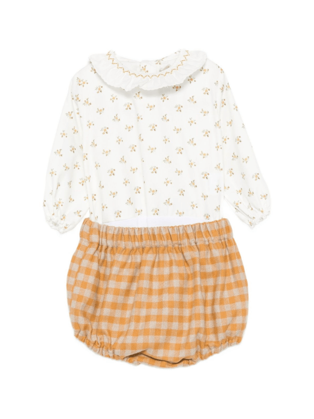 Set t-shirt e shorts per neonata La Stupenderia arancione con decorazione floreale - Rubino Kids