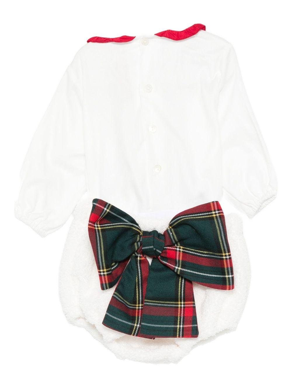 Set t-shirt e shorts per neonata La Stupenderia bianca con dettaglio fiocco - Rubino Kids