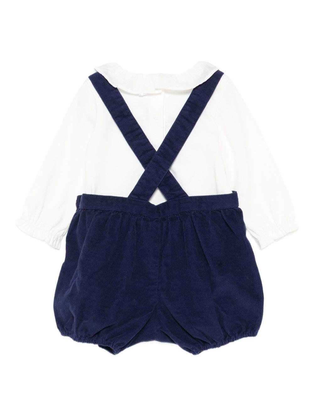 Set t-shirt e shorts per neonata Tartine Et Chocolat blu con bretelle incrociate - Rubino Kids
