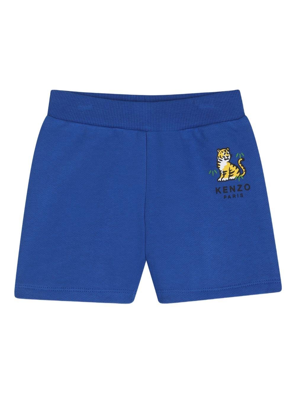 Set t-shirt e shorts per neonato Kenzo Kids blu con caratteristica stampa con tigre - Rubino Kids