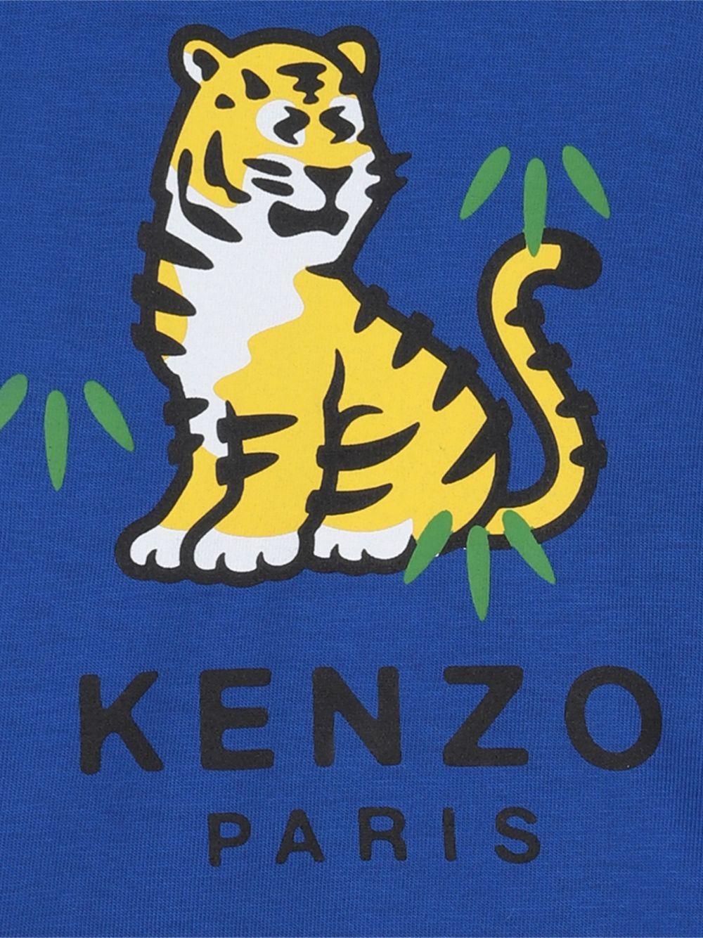 Set t-shirt e shorts per neonato Kenzo Kids blu con caratteristica stampa con tigre - Rubino Kids
