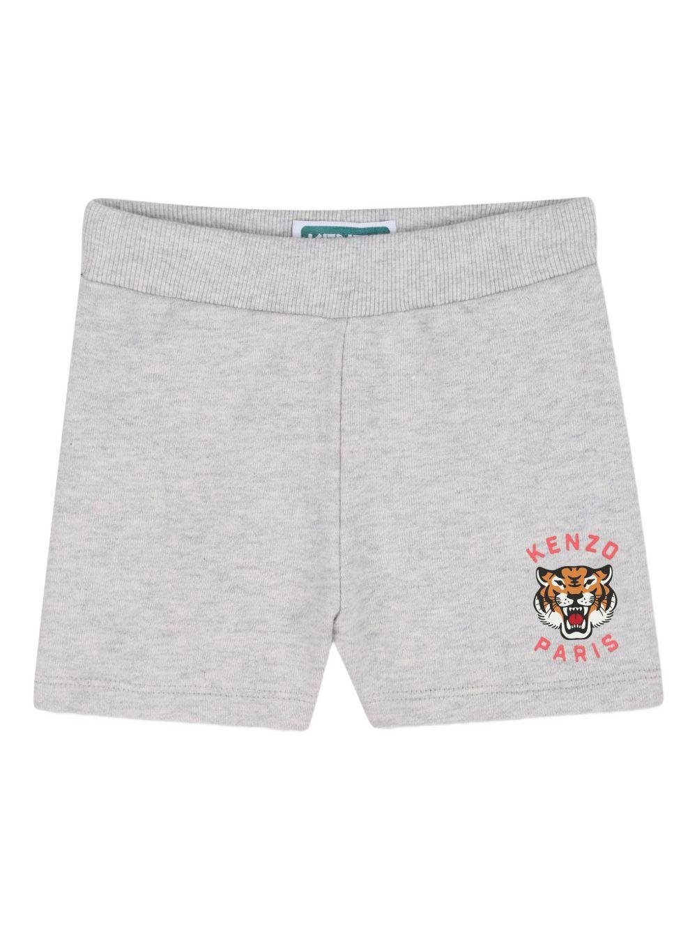 Set t-shirt e shorts per neonato Kenzo Kids grigio con dettaglio stampa - Rubino Kids