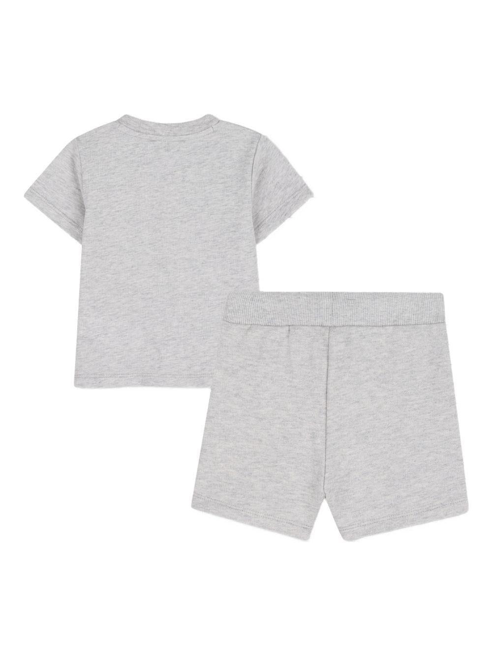 Set t-shirt e shorts per neonato Kenzo Kids grigio con dettaglio stampa - Rubino Kids