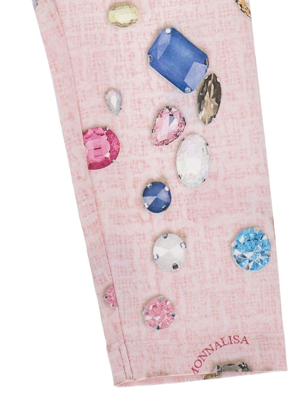 Set top e leggings per bambina Stitch Disney x Monnalisa bianco con stampa gemme - Rubino Kids