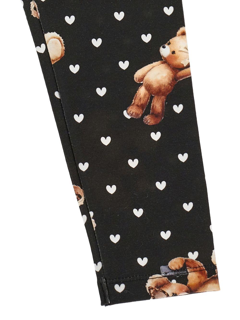 Set top e leggins per bambina Monnalisa bianco e nero con stampa grafica - Rubino Kids