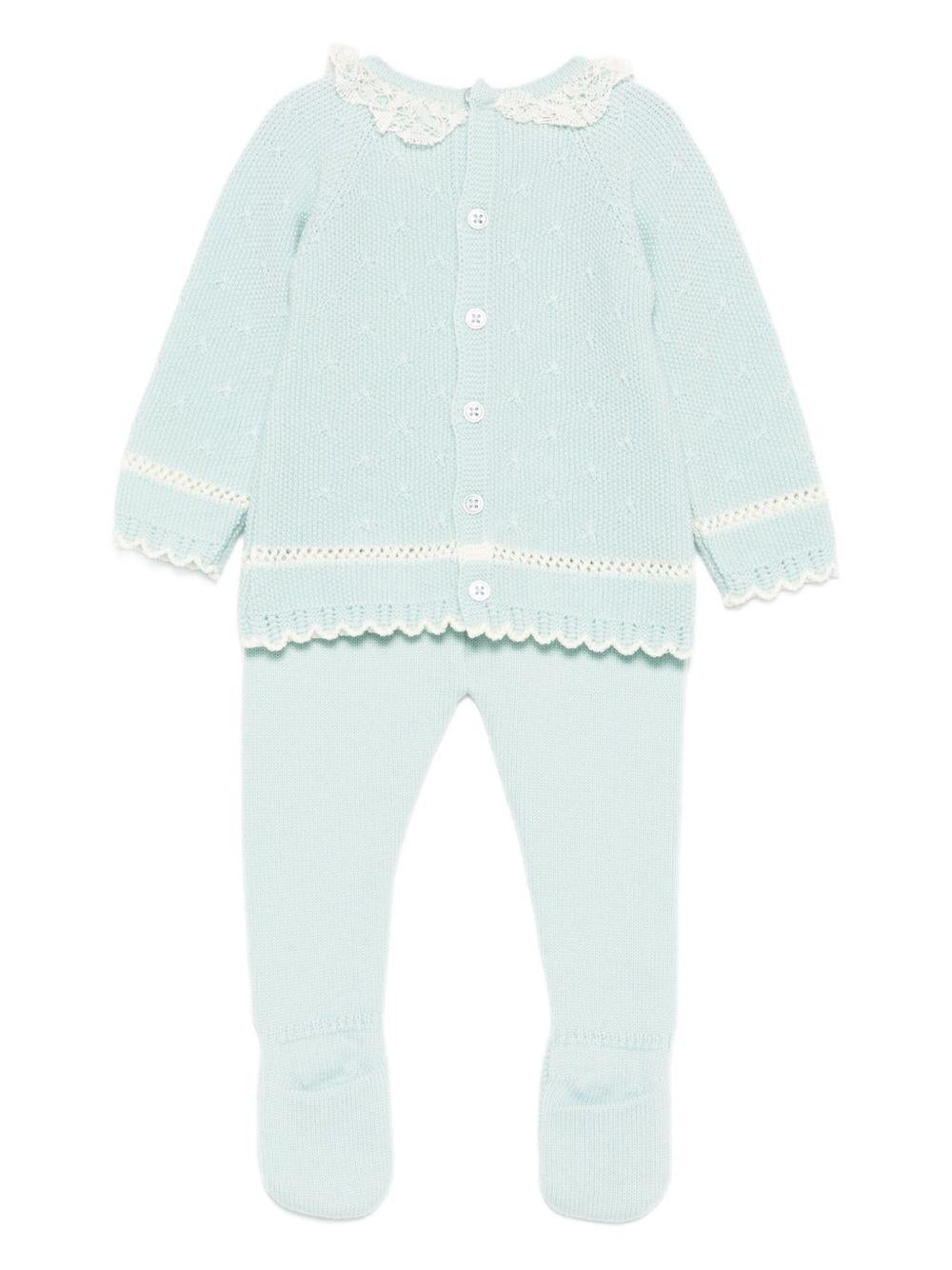 Set top e pantaloni per neonata Paz Rodrìguez verde in pizzo - Rubino Kids