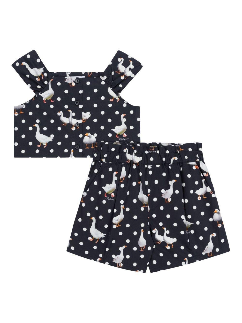 Set Top e Shorts per bambina Moschino Kids nero con stampa - Rubino Kids