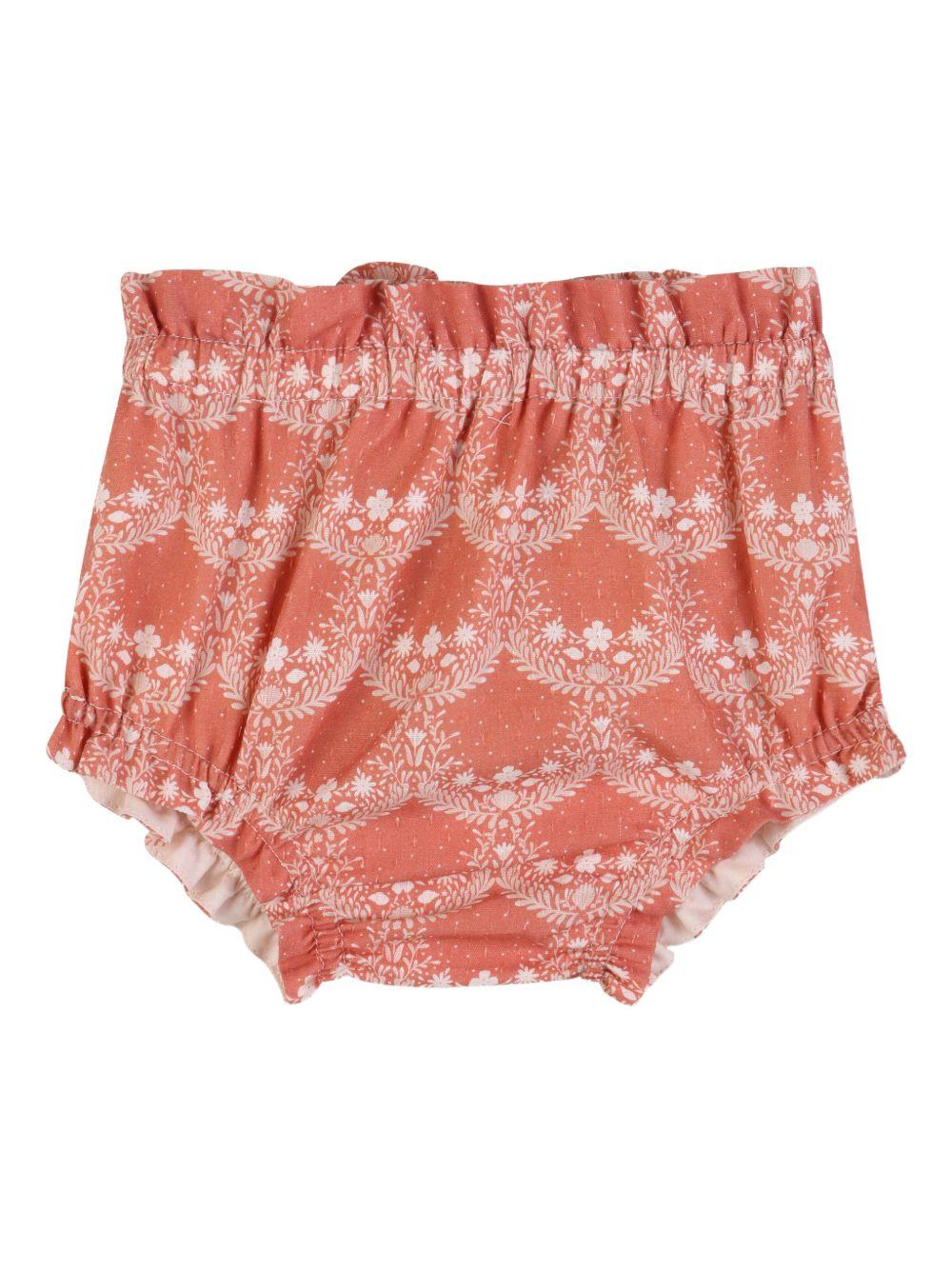 Set top e shorts per neonata Chloé Kids rosa a fiori - Rubino Kids