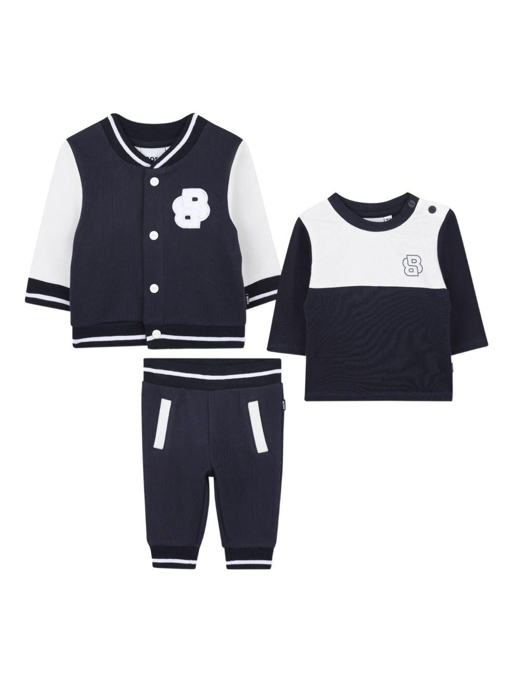 Set tuta per neonato Boss Kids blu con design color - block - Rubino Kids