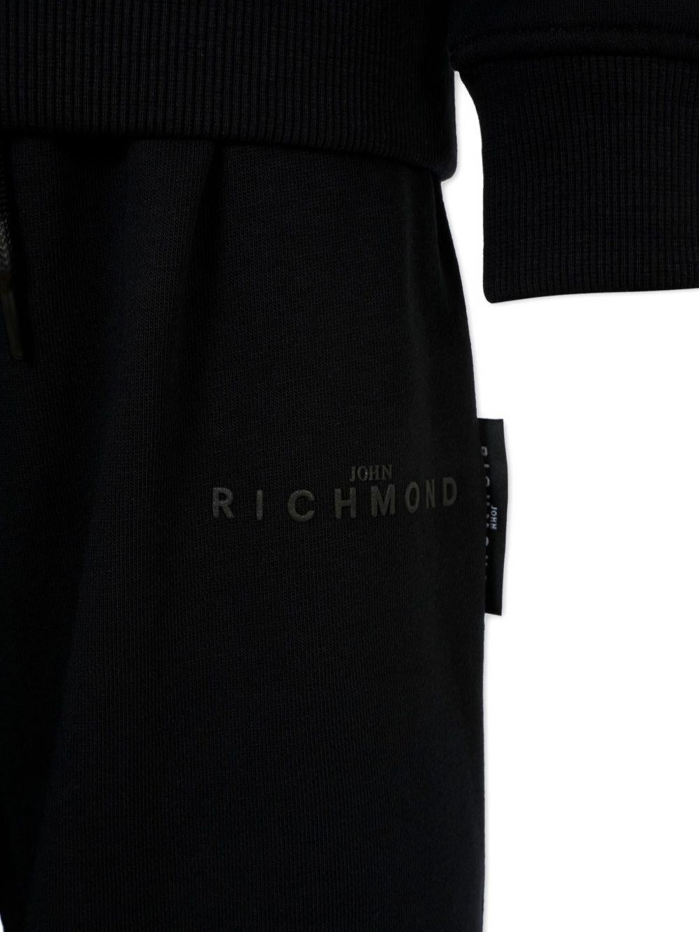 Set tuta sportiva per bambina John Richmond Junior nera con stampa del logo - Rubino Kids