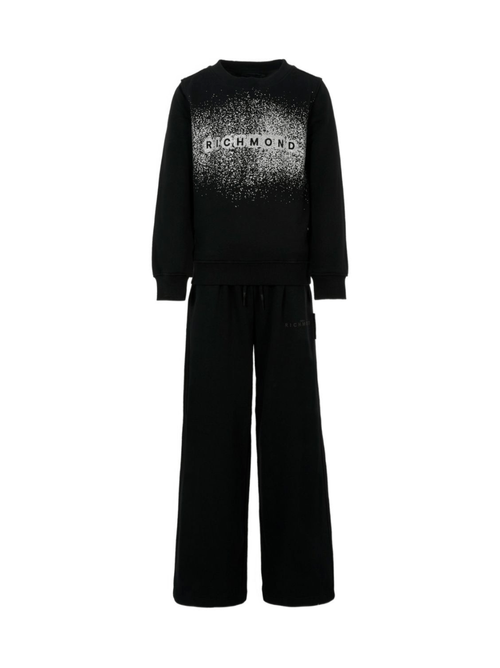 Set tuta sportiva per bambina John Richmond Junior nera con stampa del logo - Rubino Kids