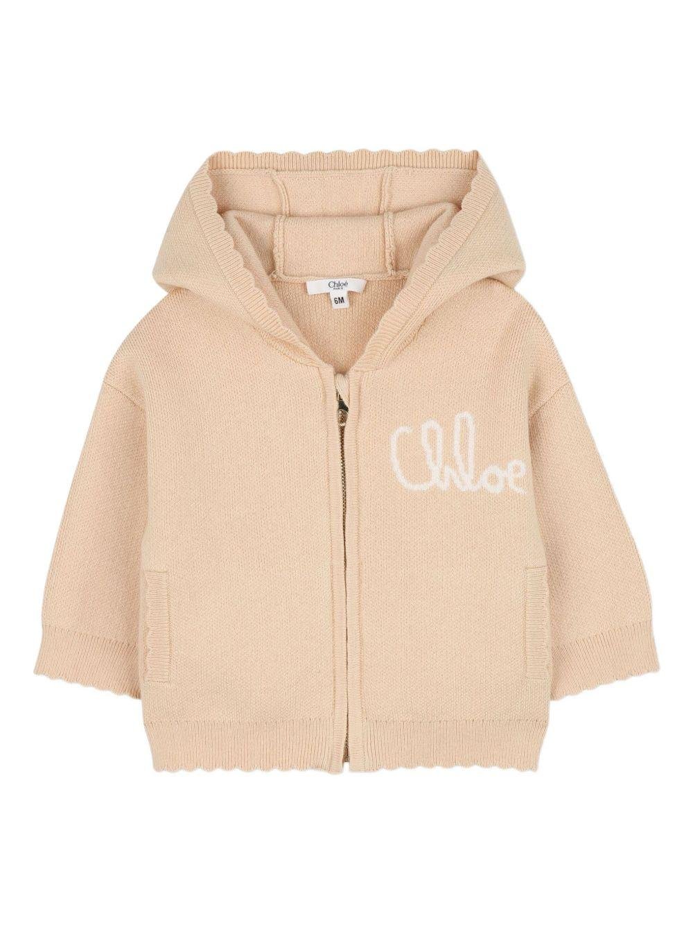 Set tuta sportiva per neonata Chloé Kids beige con logo ricamato - Rubino Kids