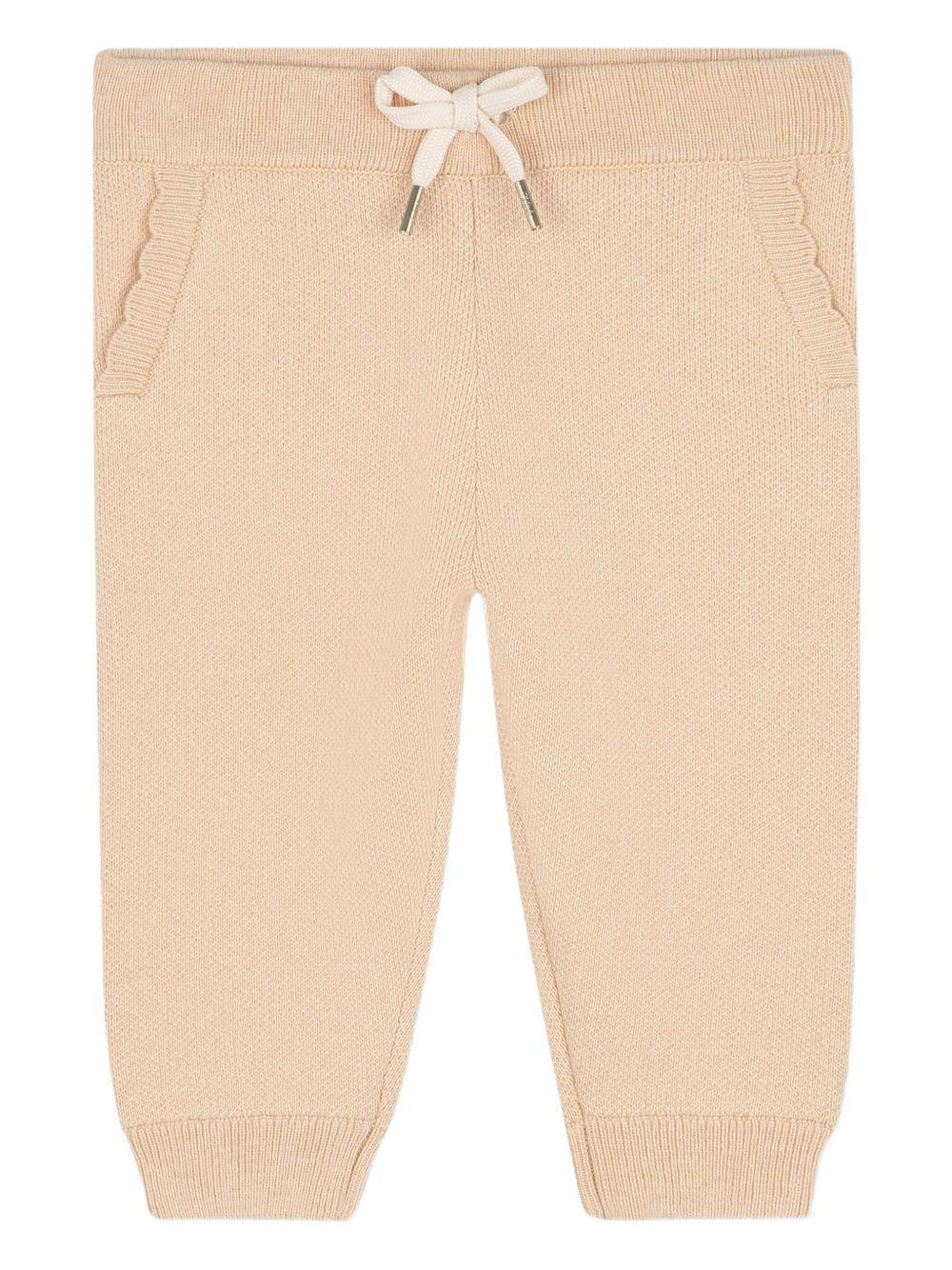 Set tuta sportiva per neonata Chloé Kids beige con logo ricamato - Rubino Kids