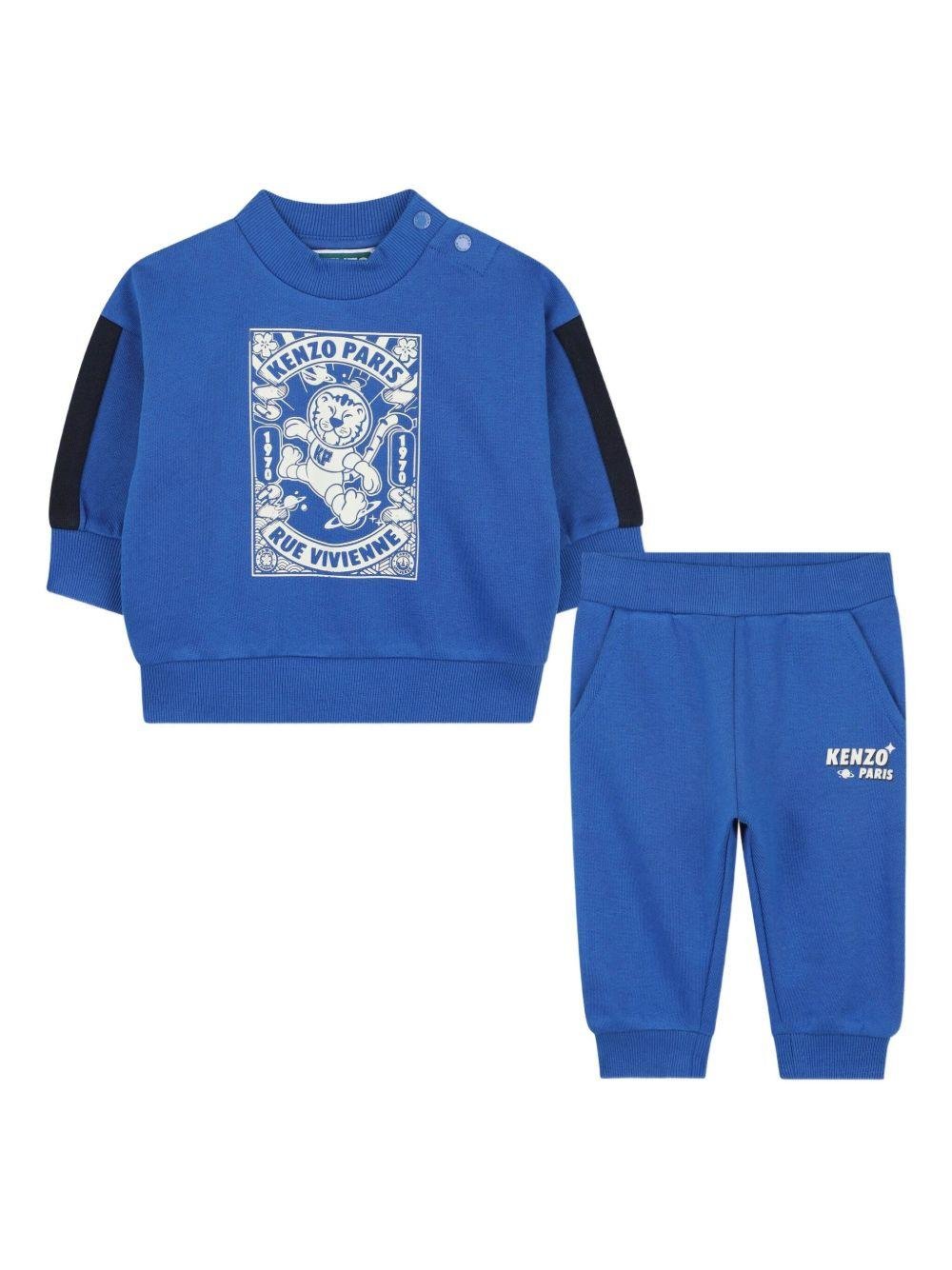 Set tuta sportiva per neonato Kenzo Kids blu con design stampa - Rubino Kids