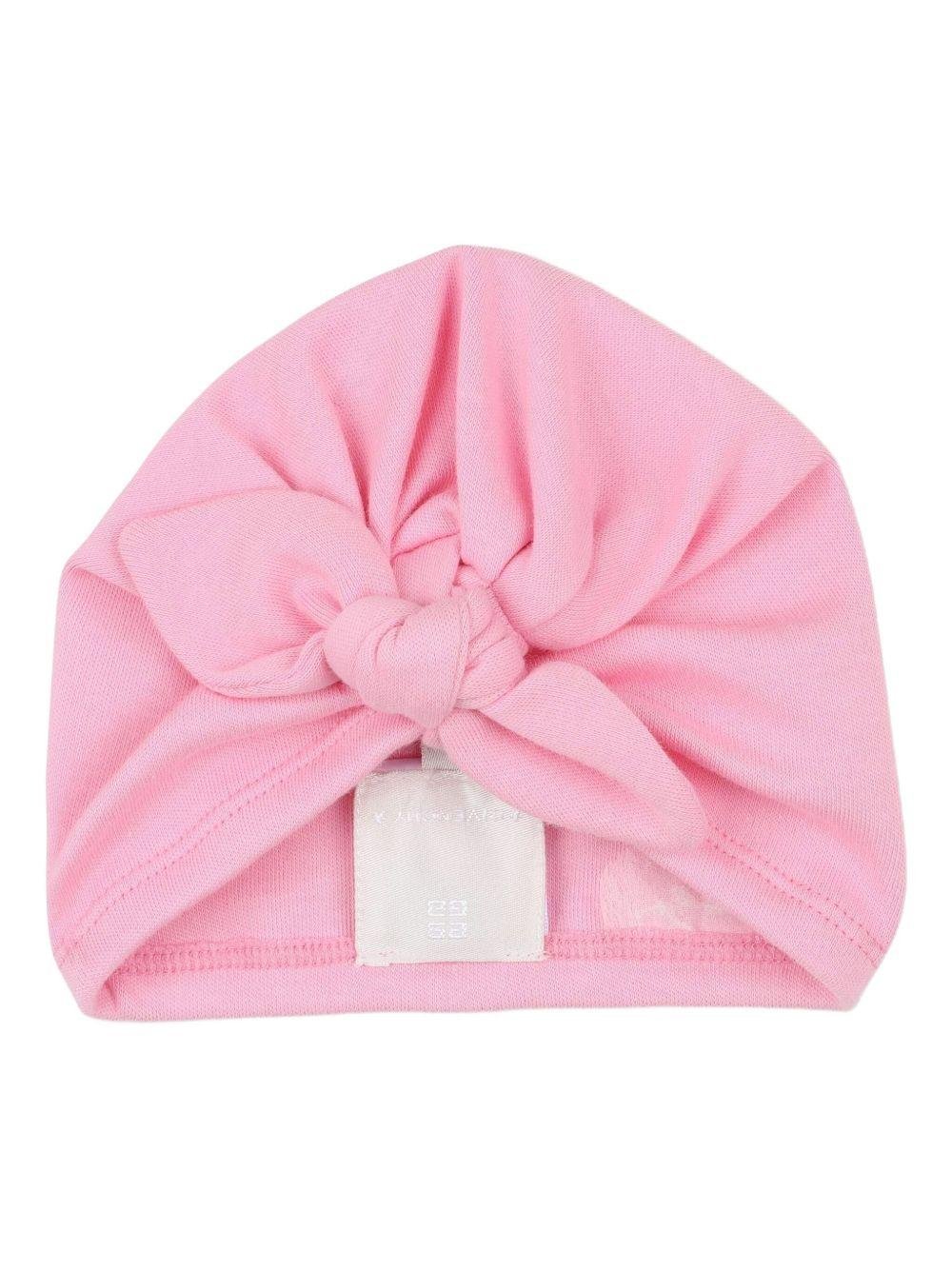Set tutina bavaglino e cappellino per neonata Givenchy Kids rosa con logo ricamato - Rubino Kids