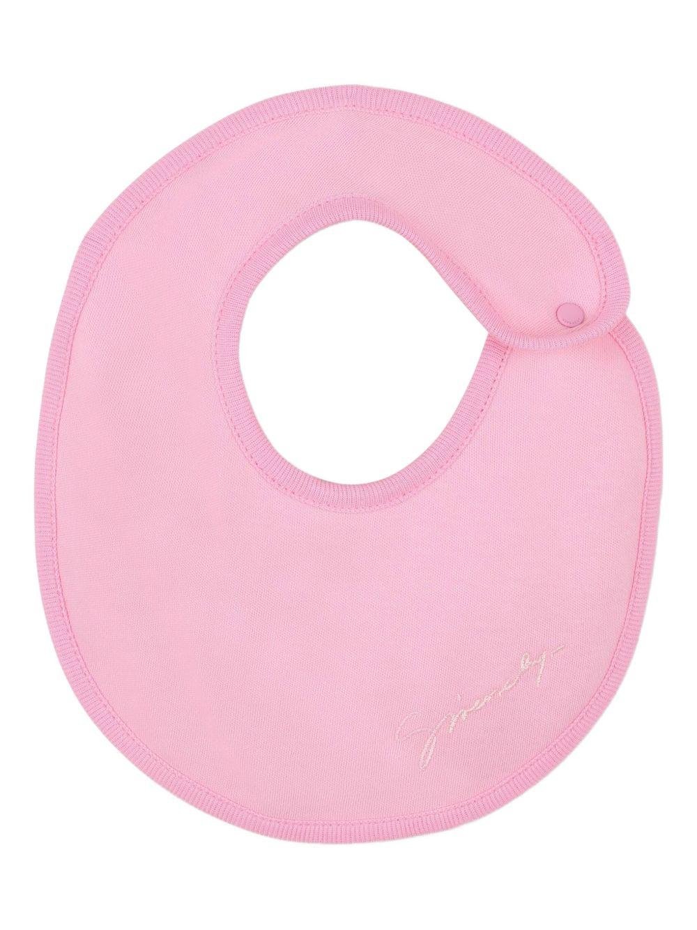 Set tutina bavaglino e cappellino per neonata Givenchy Kids rosa con logo ricamato - Rubino Kids