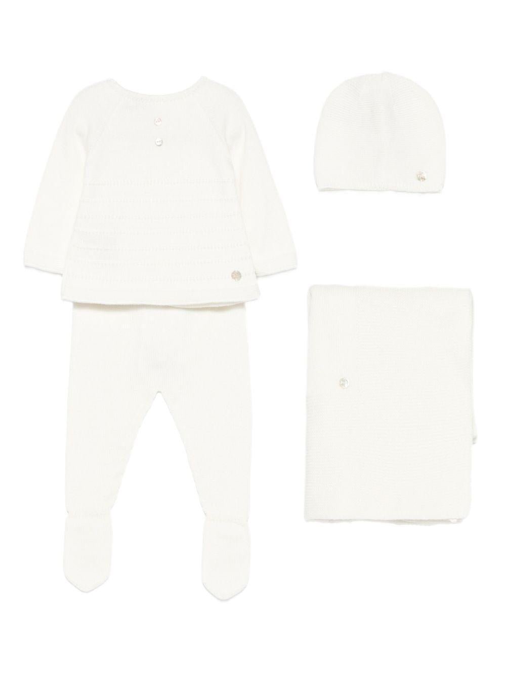 Set tutina berretto e coperta per neonati Paz Rodrìguez bianchi con bottoni - Rubino Kids