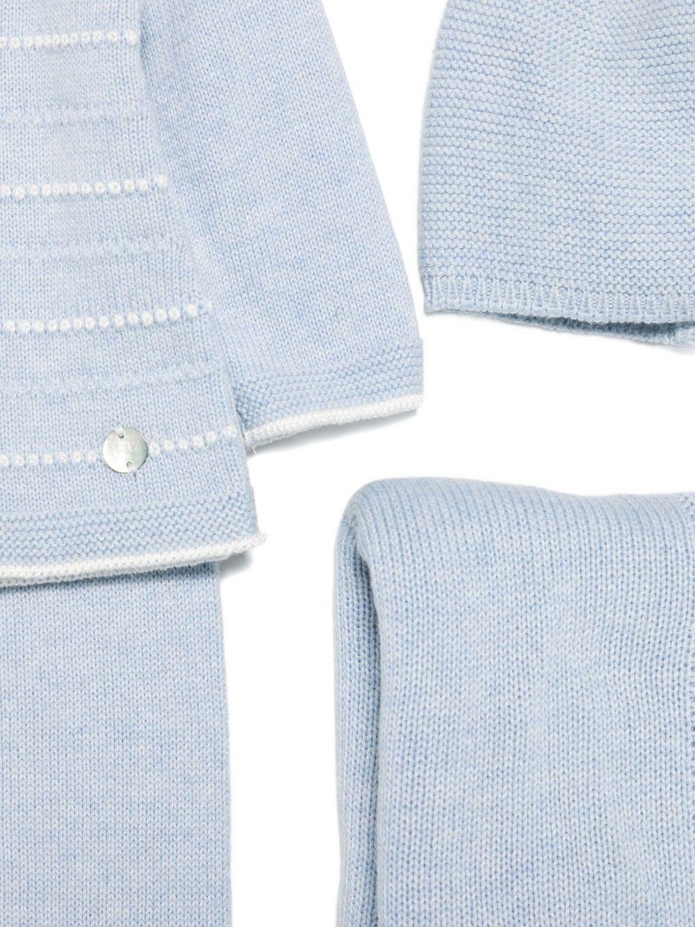Set tutina berretto e coperta per neonato Paz Rodrìguez azzurro con dettagli lavorati a maglia - Rubino Kids