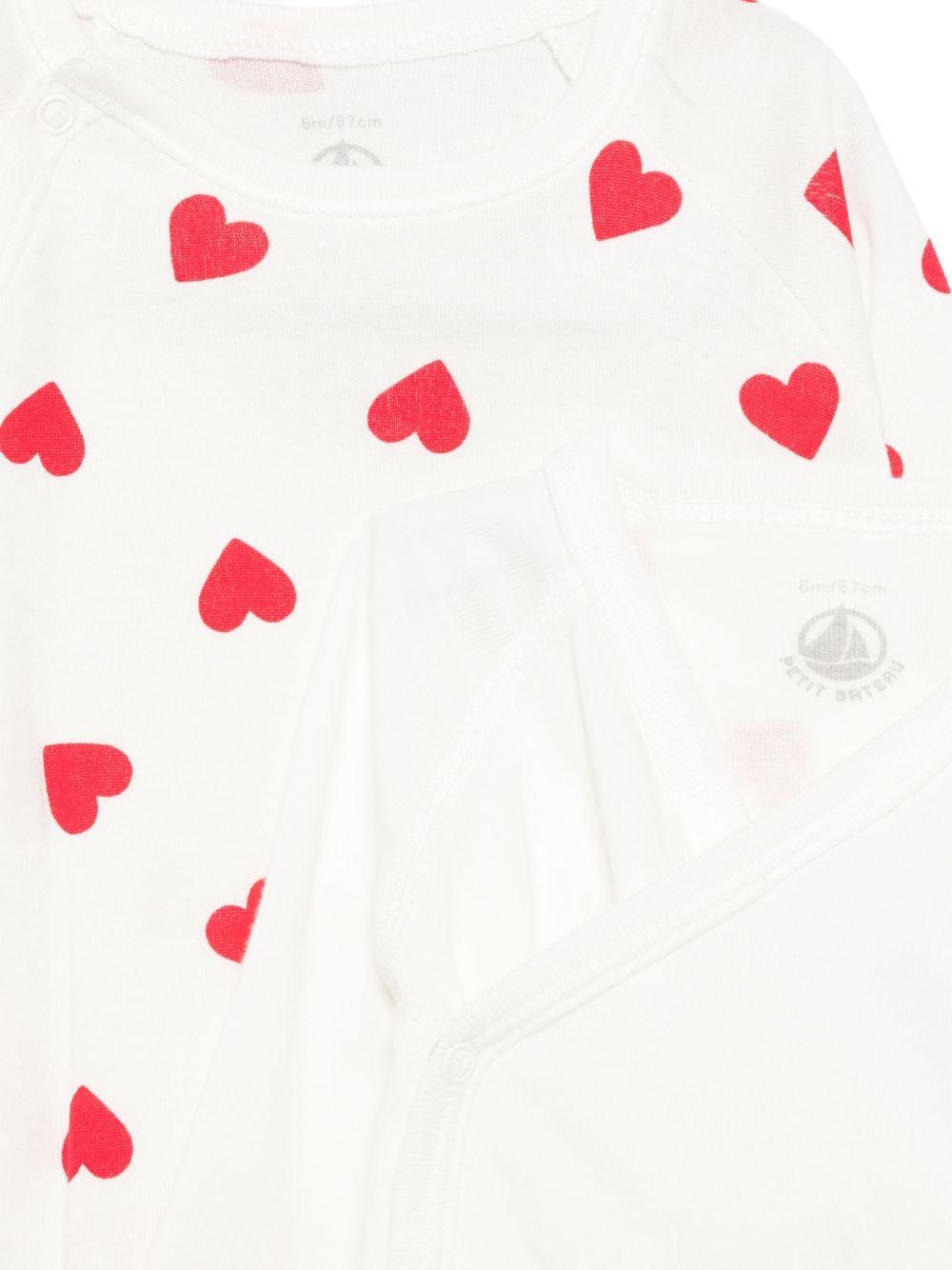 Set tutina body e doudou per neonati Petit Bateau bianco con stampa a cuori - Rubino Kids