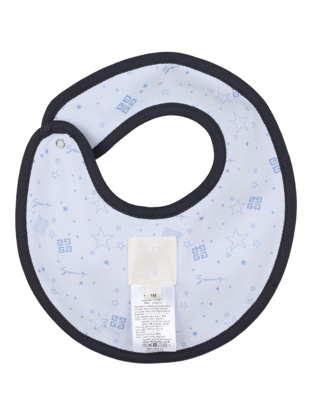 Set tutina cappellino e bavaglino per neonato Givenchy Kids blu con logo ricamato - Rubino Kids