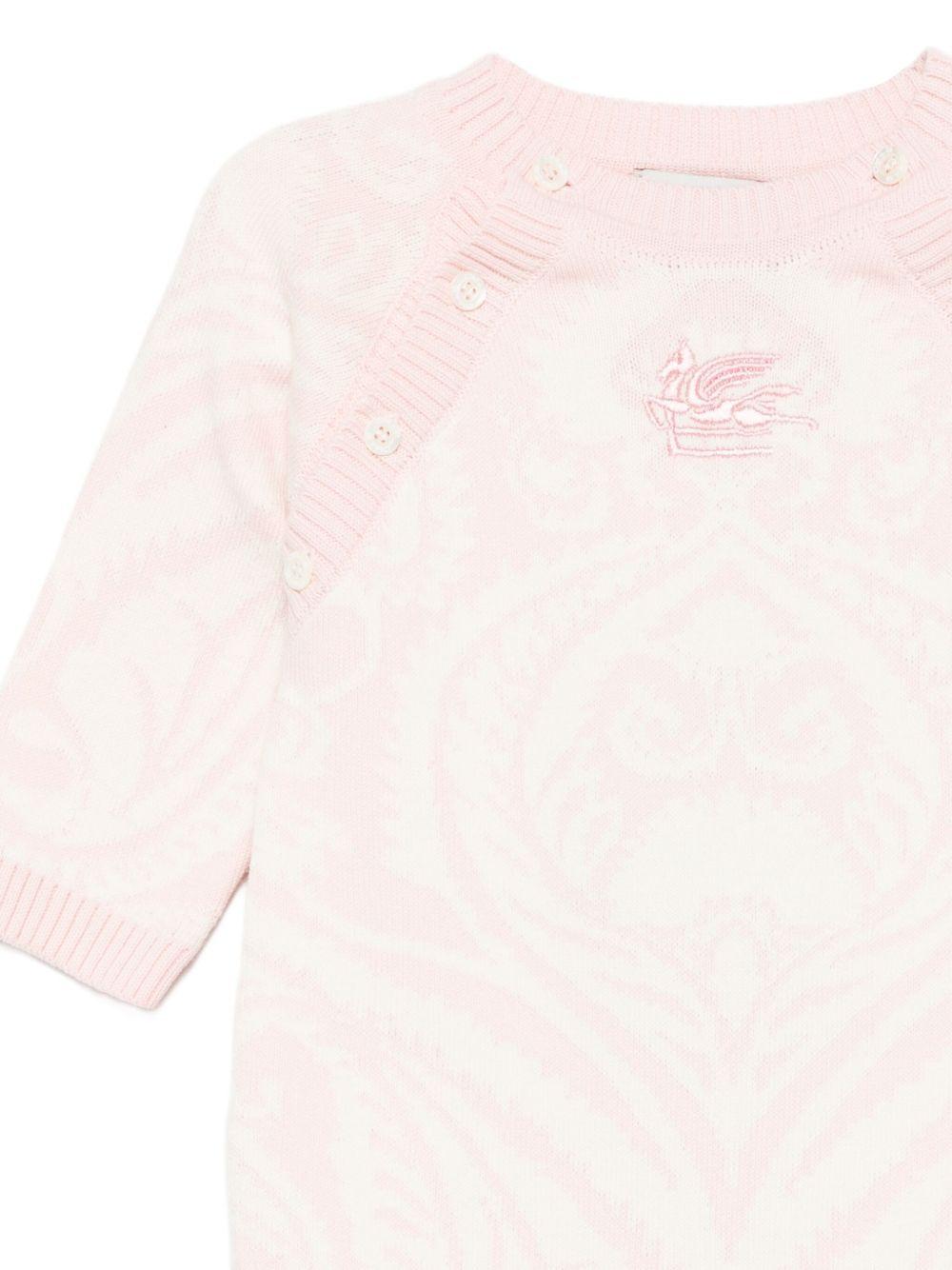 Set tutina con cappello abbinato per neonata ETRO KIDS rosa con motivo damascato - Rubino Kids