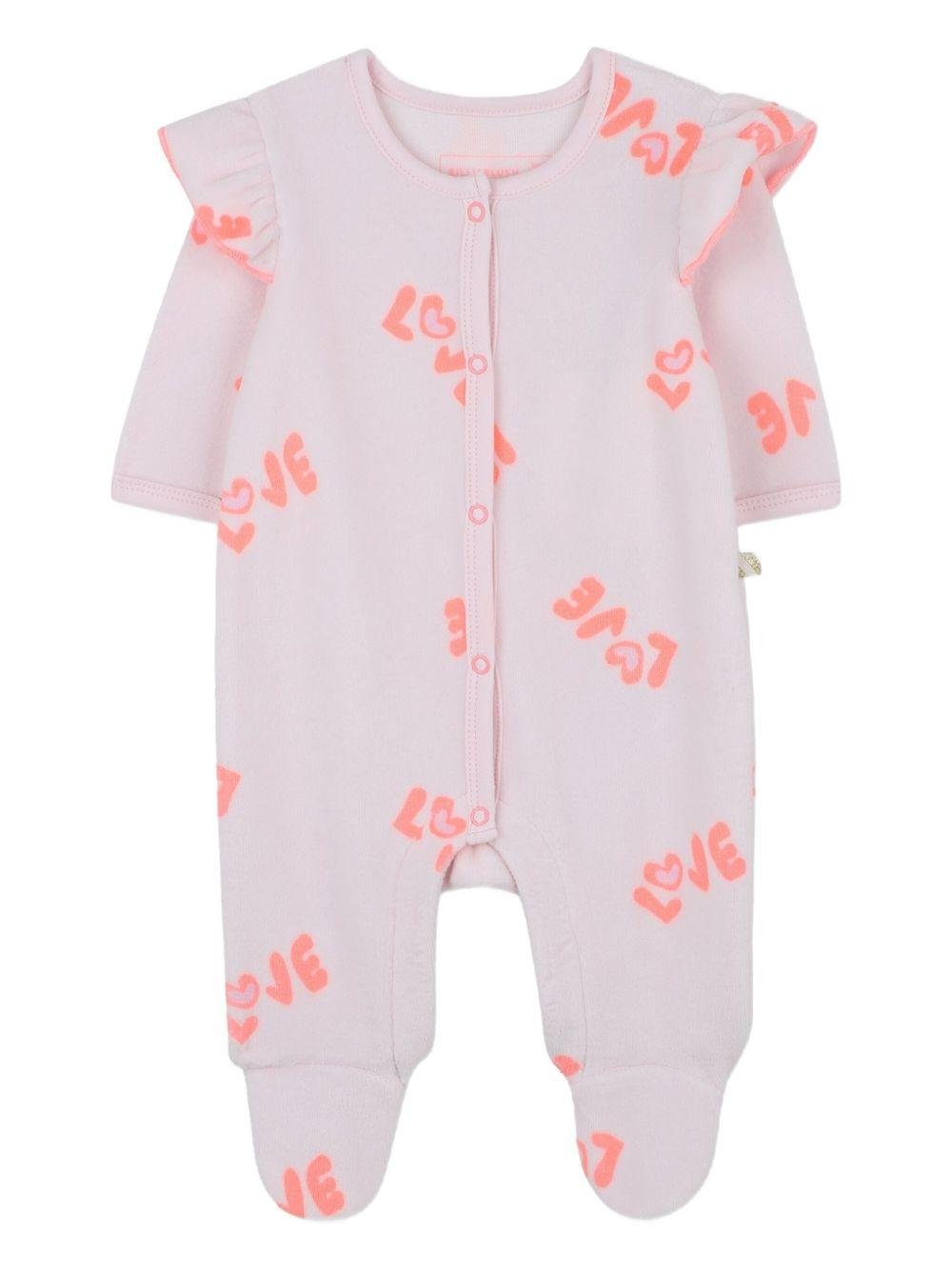 Set tutina e bavaglino per neonata Billieblush rosa con stampa love - Rubino Kids