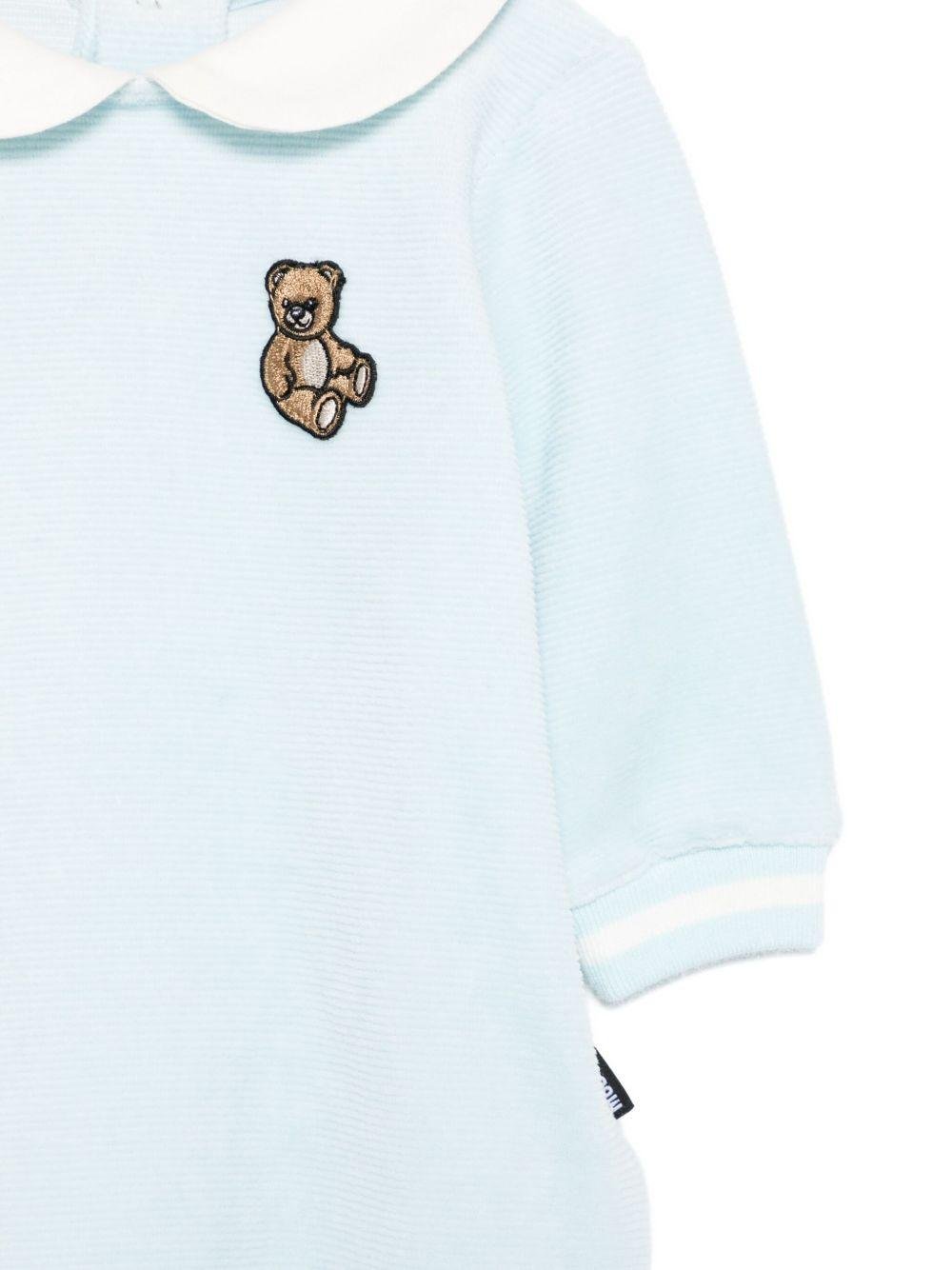 Set tutina e berretto per neonato Moschino Kids azzurro con orsetto ricamato - Rubino Kids