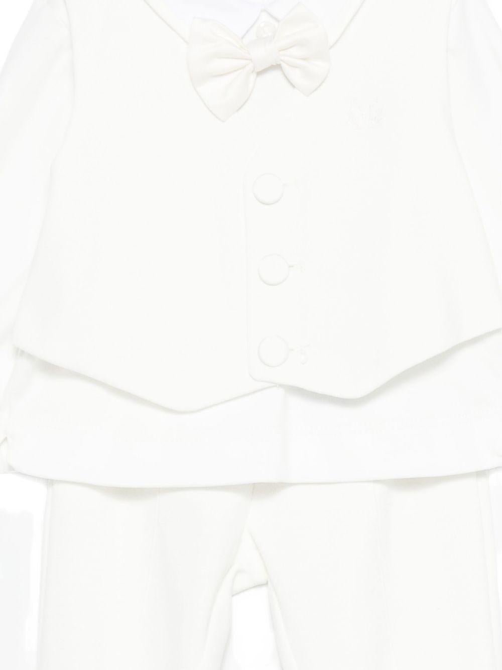 Set tutina e cappellino per neonata Monnalisa bianca con bottoni sul davanti - Rubino Kids