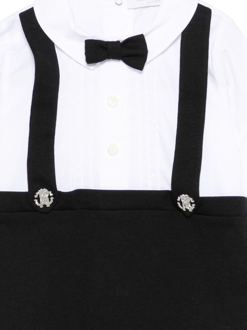 Set tutina e pantaloni per neonato Roberto Cavalli Kids nero con papillon abbinato - Rubino Kids