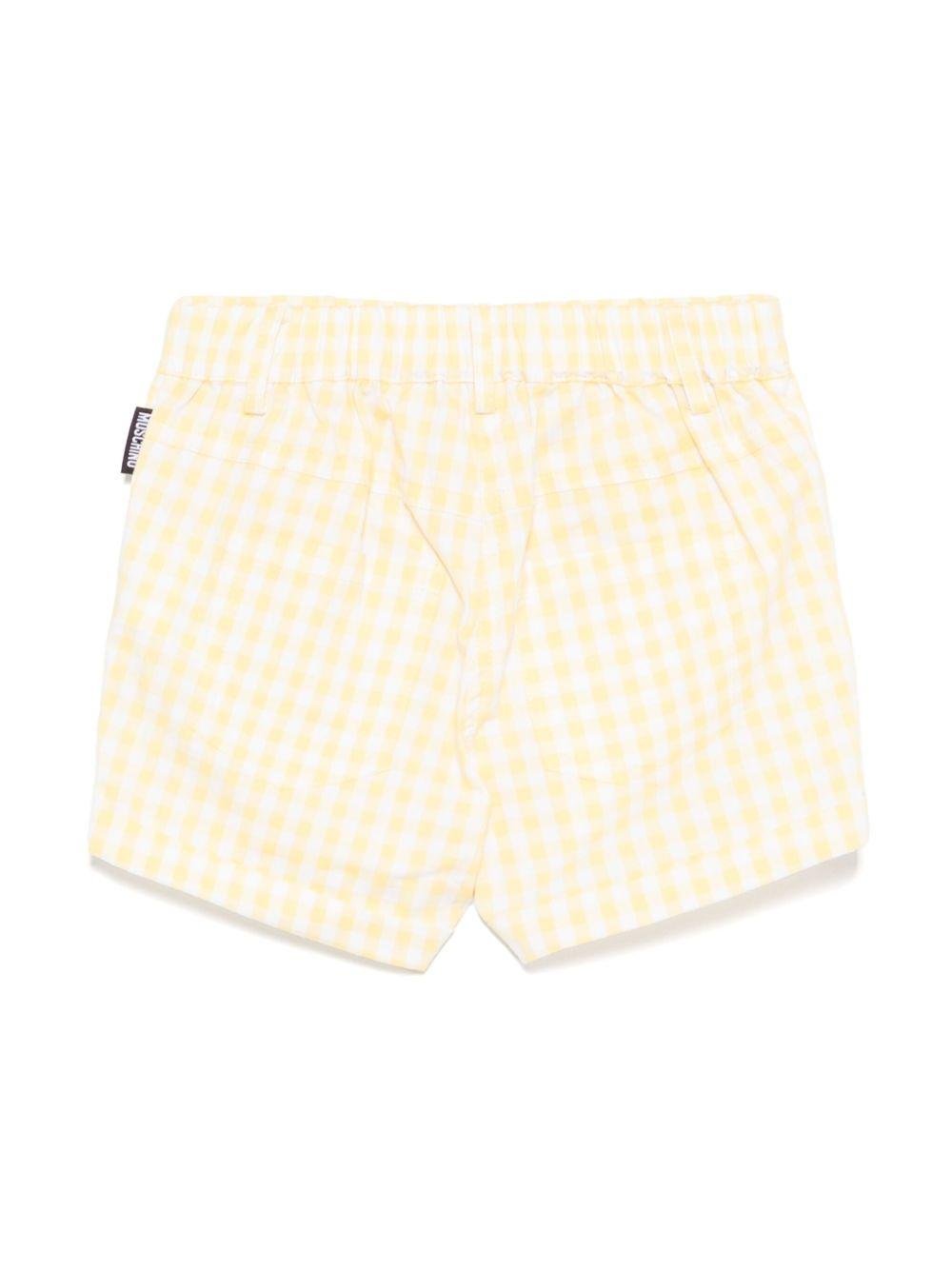 Shorts a quadretti per neonato Moschino Kids giallo con tasche posteriori - Rubino Kids