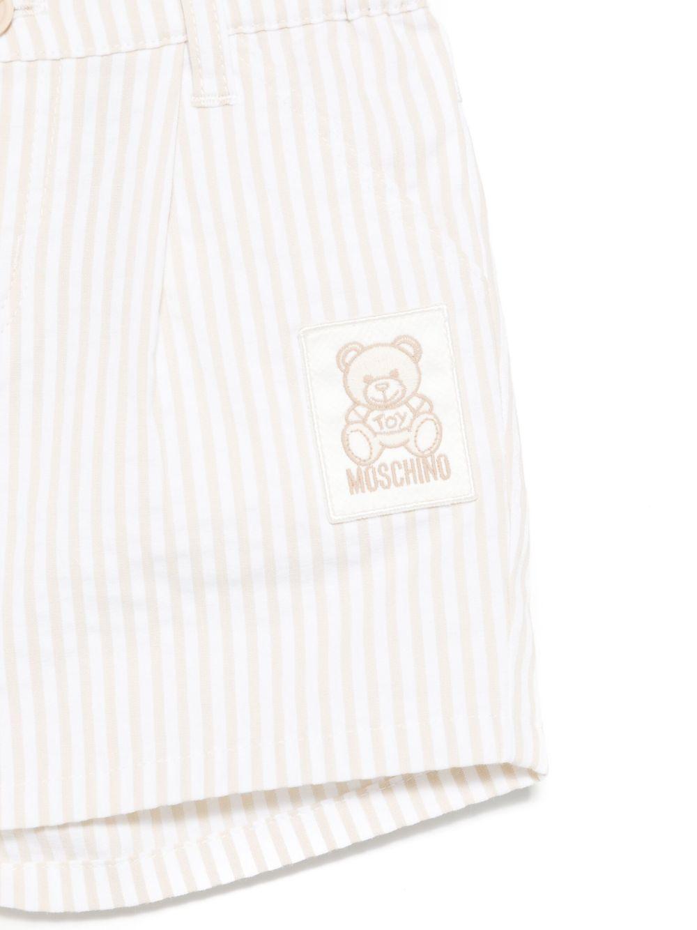 Shorts a righe per neonata Moschino Kids beige con passanti - Rubino Kids