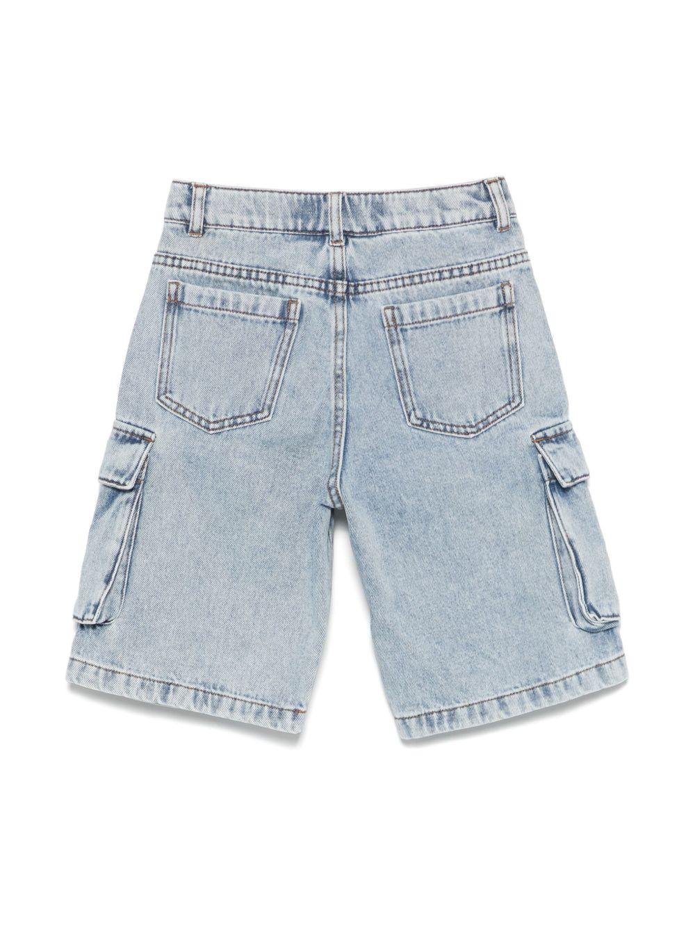 Shorts cargo con motivo Teddy Bear per bambino Moschino Kids azzurro con passanti - Rubino Kids