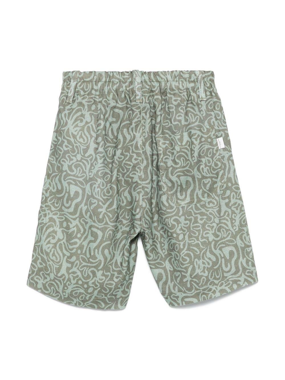 Shorts con stampa grafica per bambino Paolo Pecora Kids verde con tasca frontale - Rubino Kids