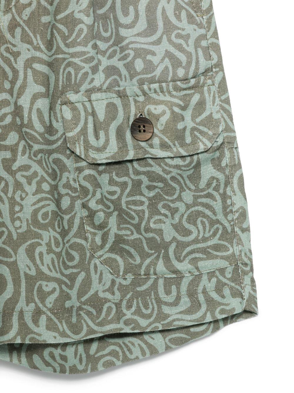 Shorts con stampa grafica per bambino Paolo Pecora Kids verde con tasca frontale - Rubino Kids