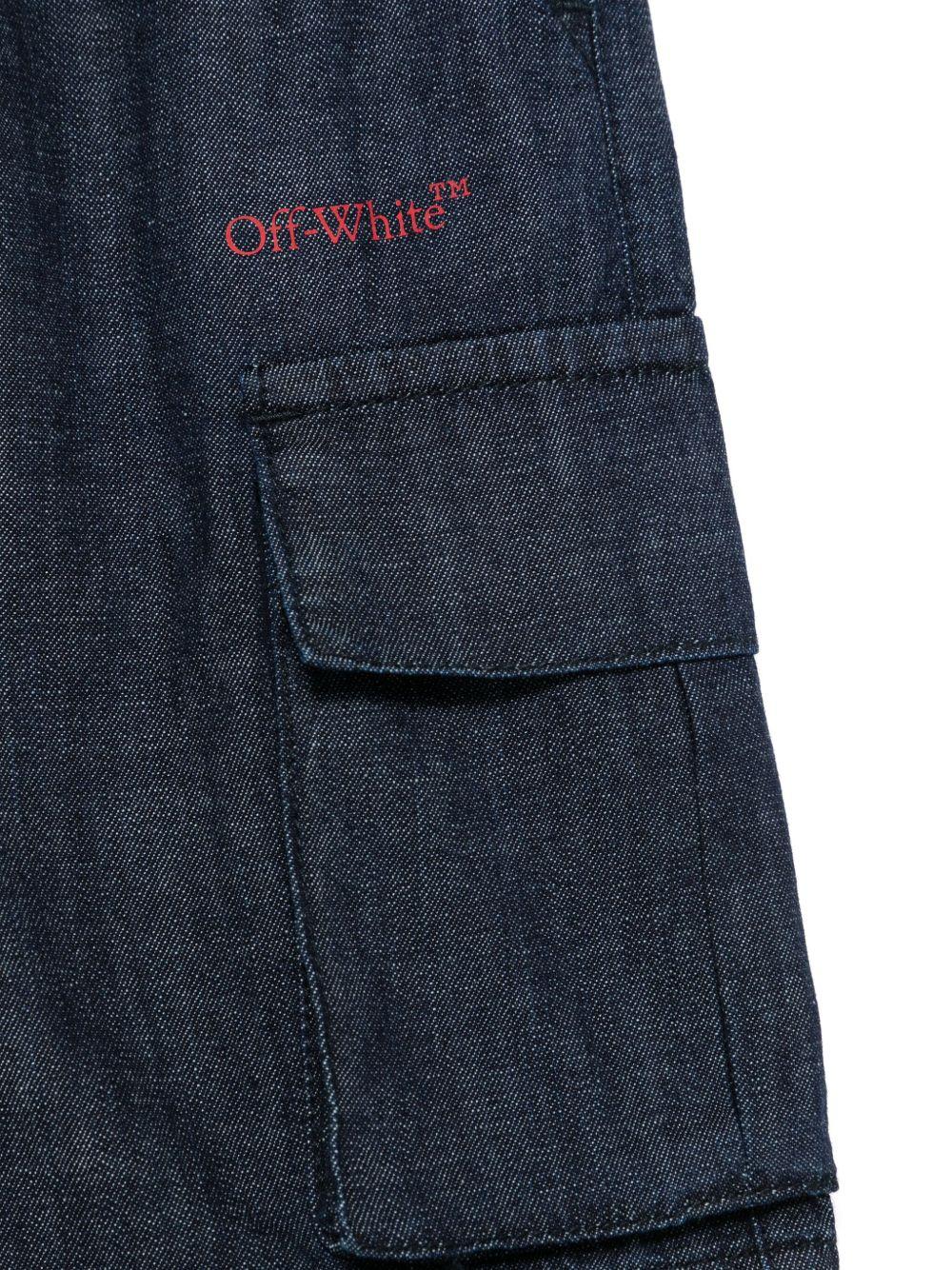 Shorts denim per bambino Off - White Kids blu con due tasche laterali - Rubino Kids