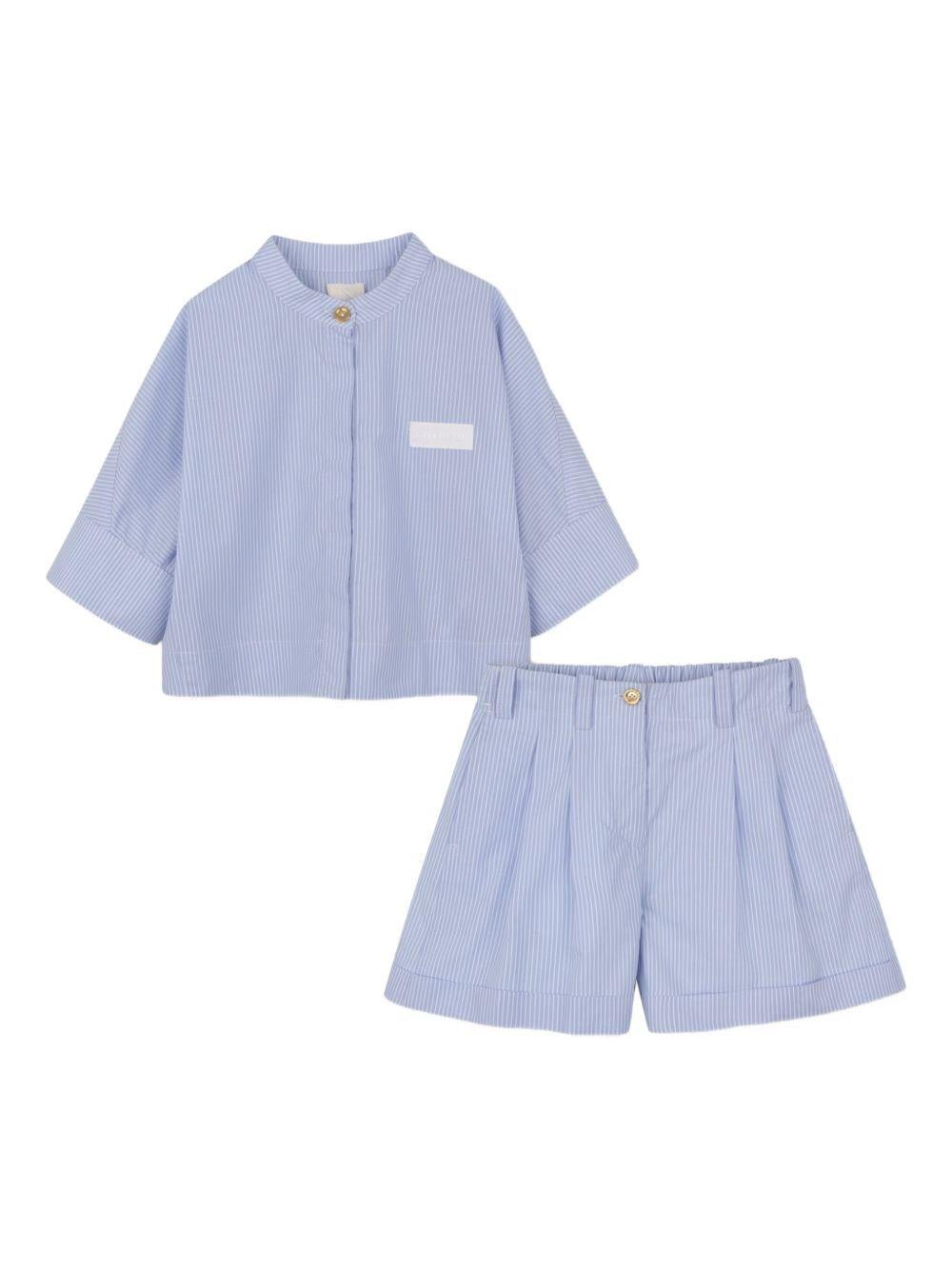 Shorts e camicia per bambina Givenchy Kids azzurro con motivo a righe - Rubino Kids