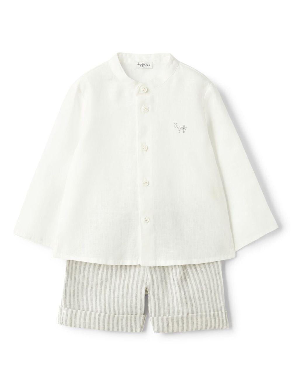 Shorts e camicia per neonato Il Gufo grigio a righe - Rubino Kids