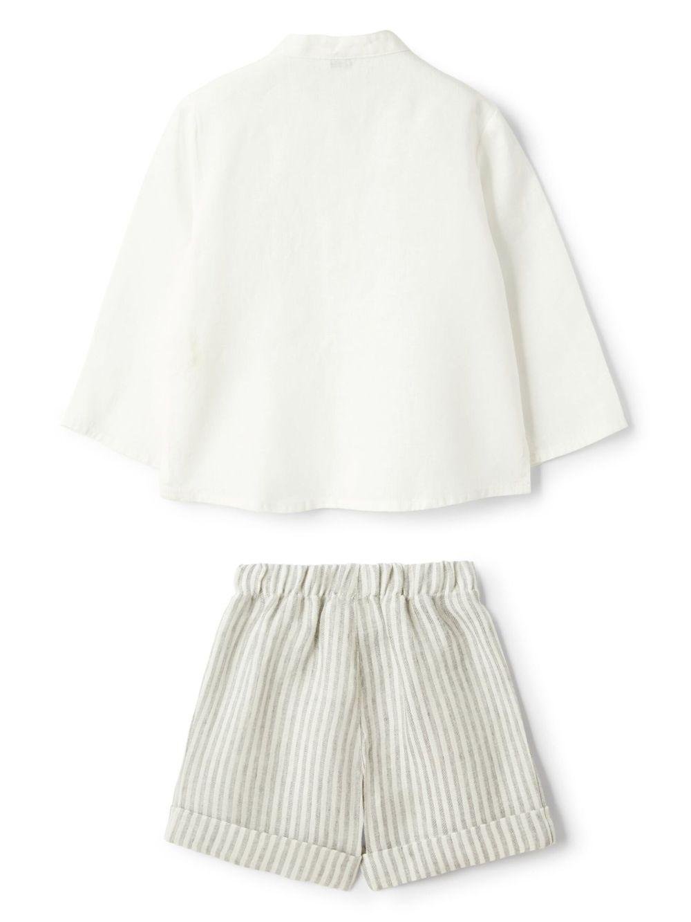 Shorts e camicia per neonato Il Gufo grigio a righe - Rubino Kids