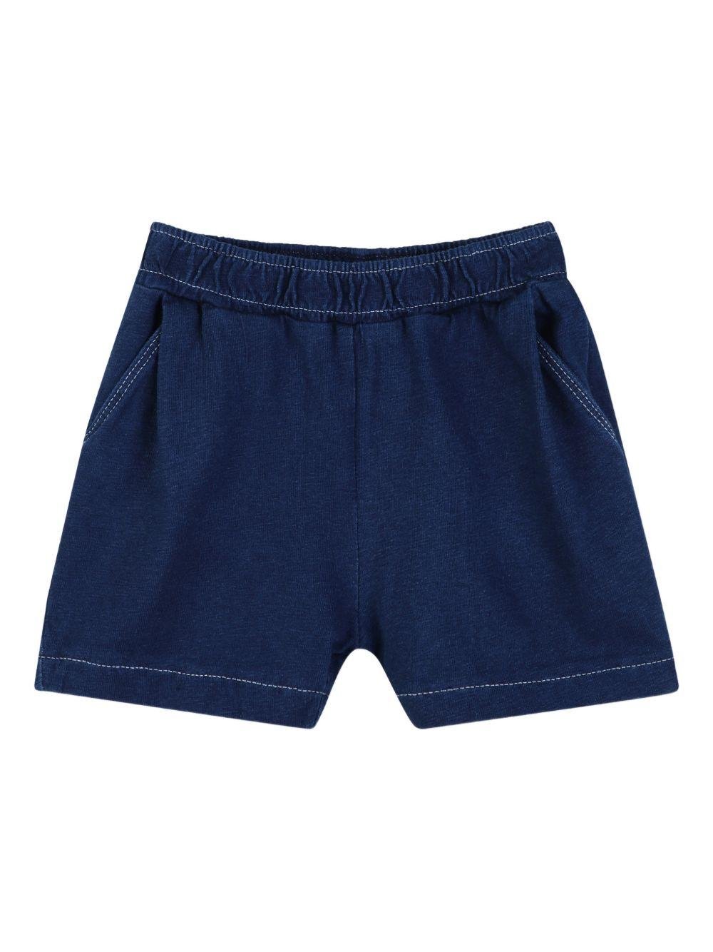 Shorts elasticizzati per neonato Kenzo Kids blu con applicazione logo - Rubino Kids