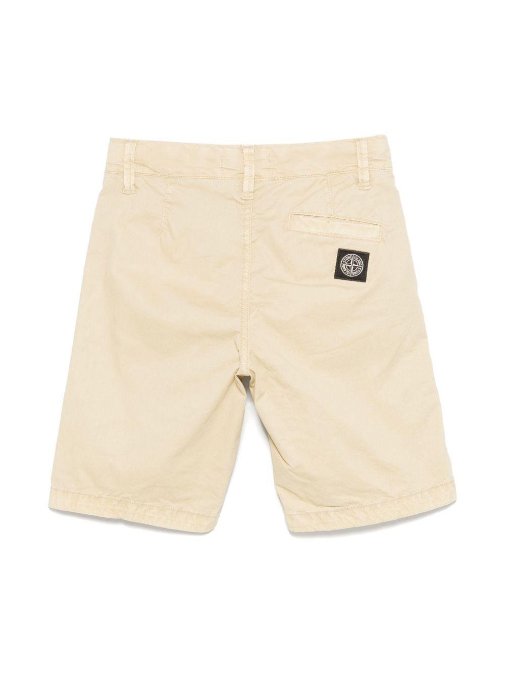 Shorts in gabardine per bambino Stone Island Junior beige con passanti - Rubino Kids