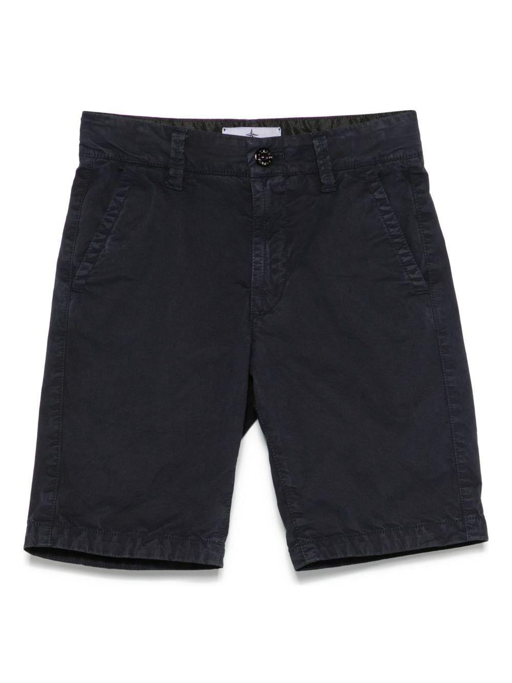 Shorts in gabardine per bambino Stone Island Junior blu con passanti - Rubino Kids