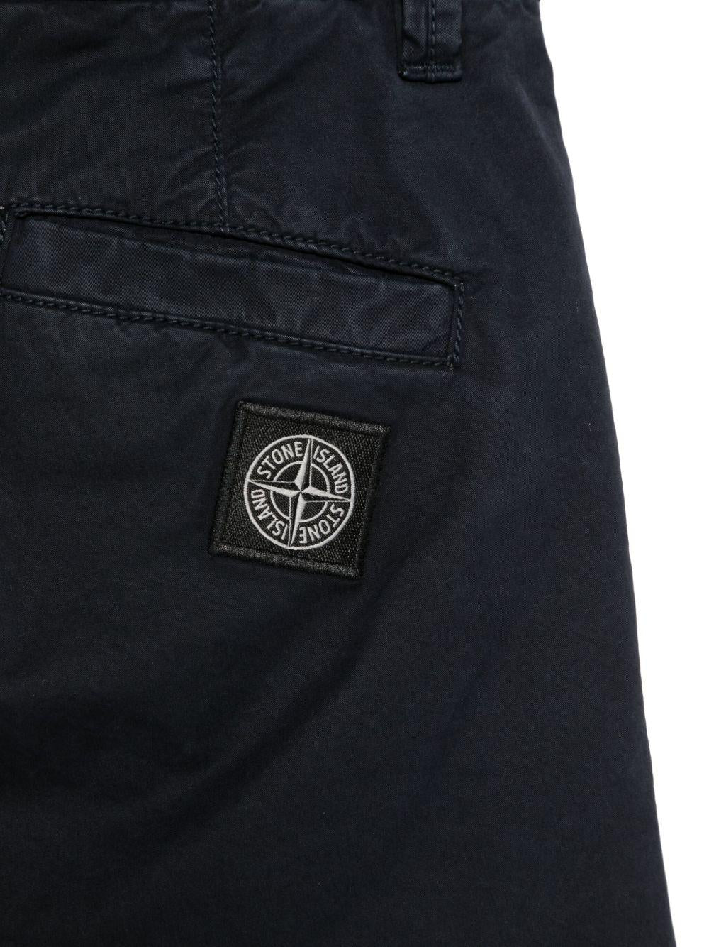 Shorts in gabardine per bambino Stone Island Junior blu con passanti - Rubino Kids