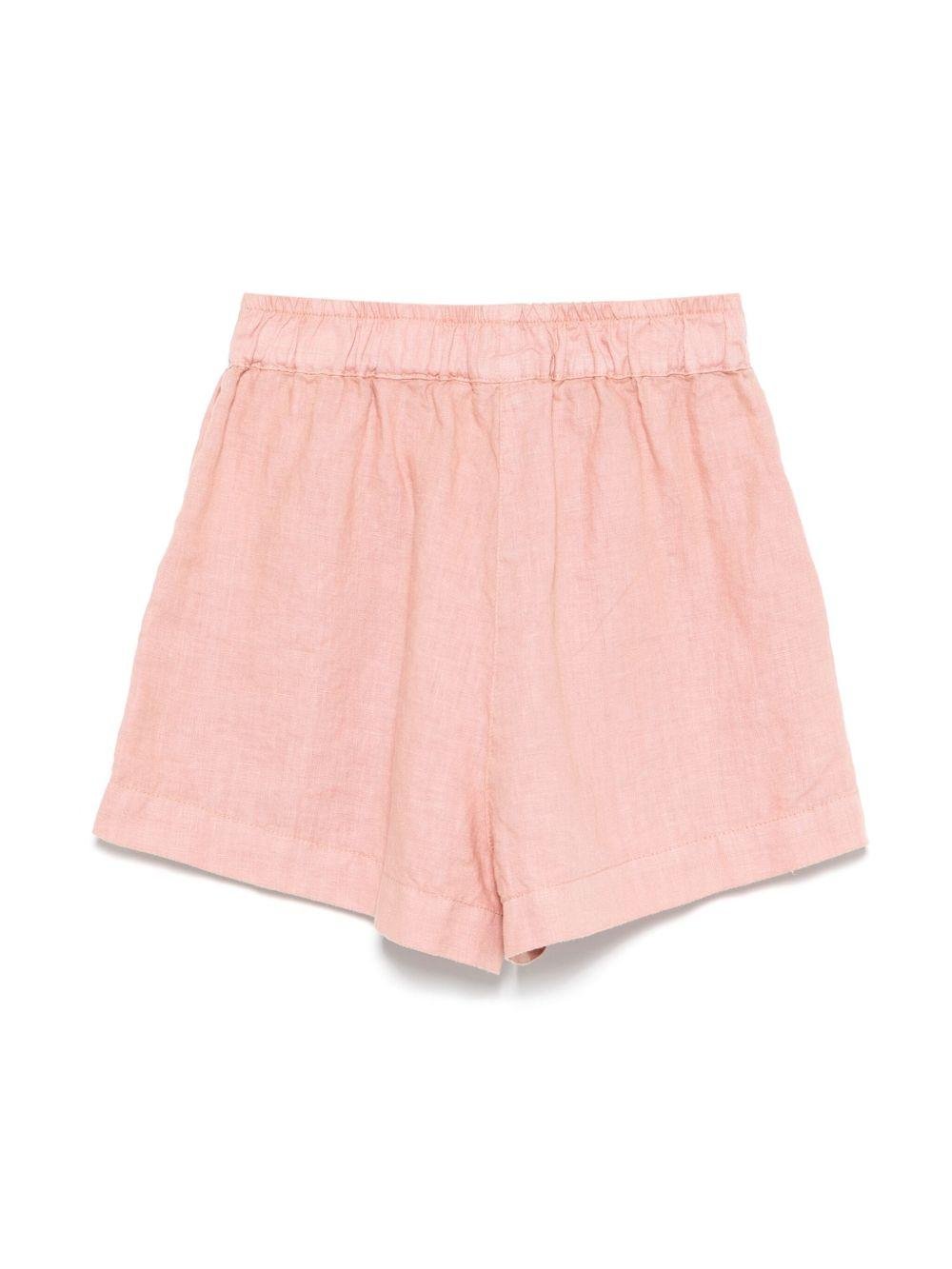 Shorts in lino per bambina Aspesi Kids rosa con mini targhetta - Rubino Kids