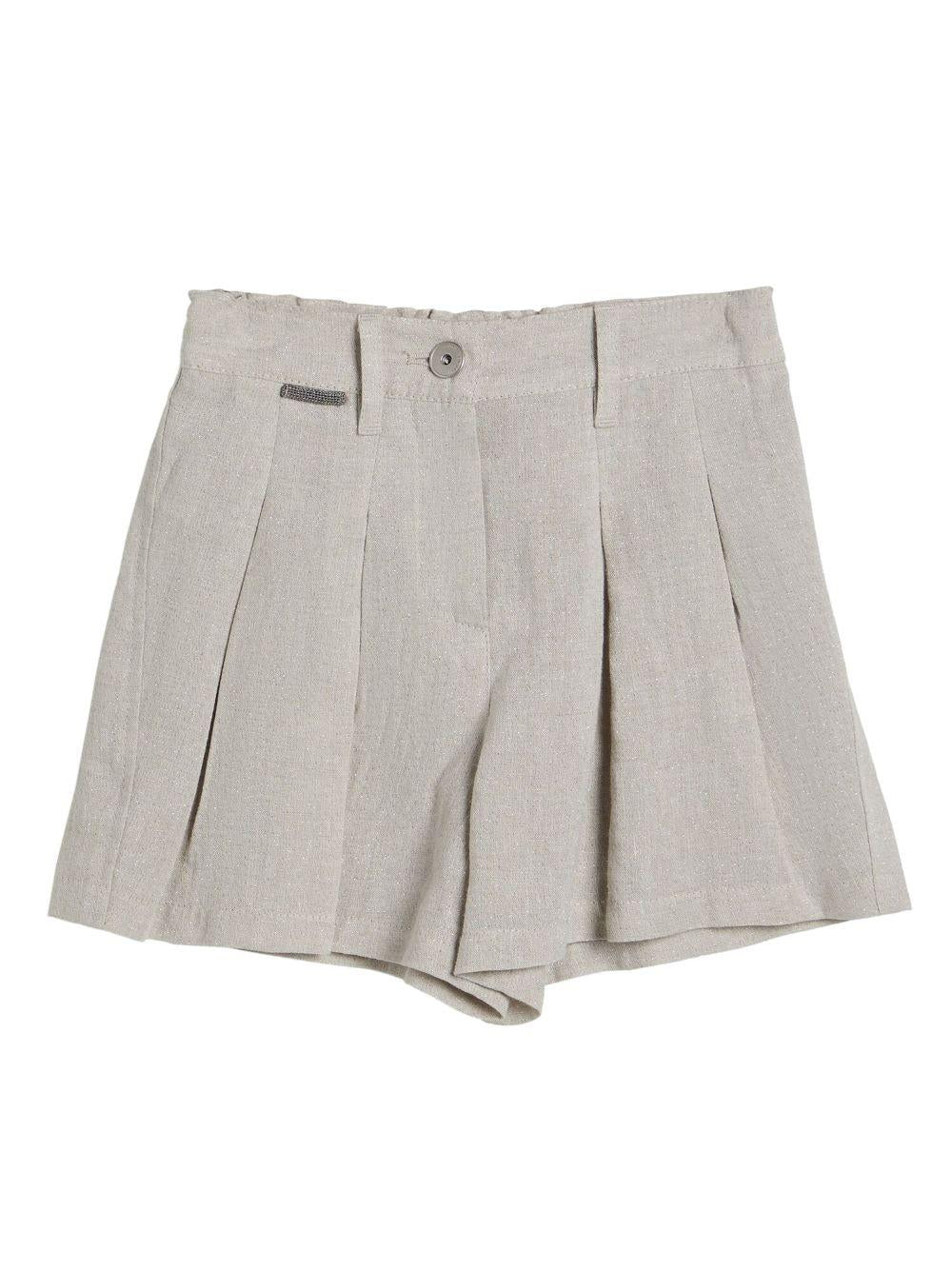 Shorts in tela per bambina Brunello Cucinelli Kids grigio con glitter - Rubino Kids