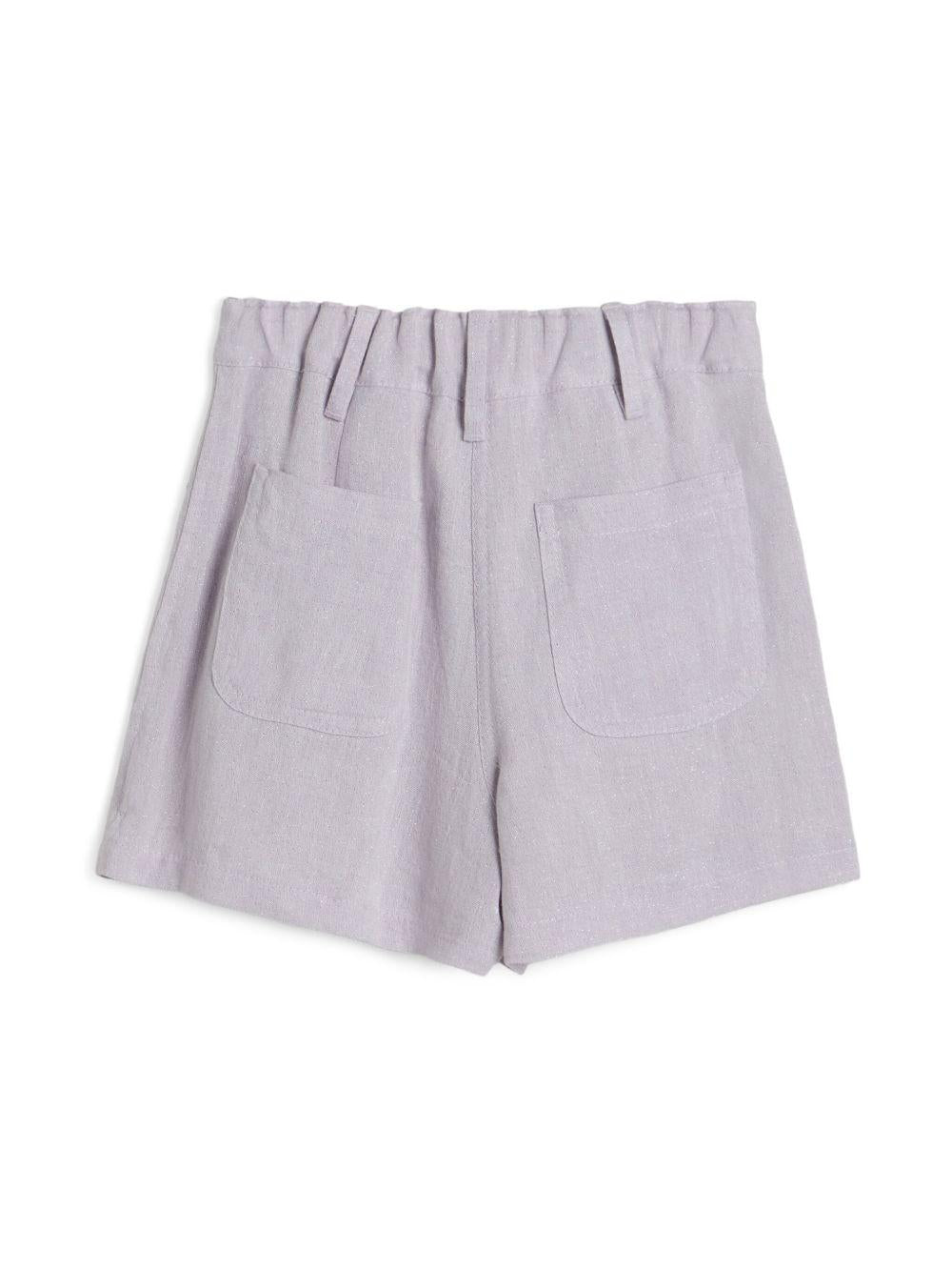 Shorts in tela per bambina Brunello Cucinelli Kids Lilla con glitter - Rubino Kids