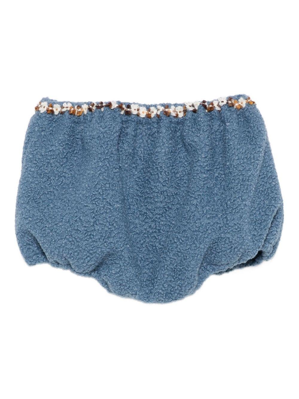 Shorts per bambina A'lapage azzurri con rifiniture floreali - Rubino Kids