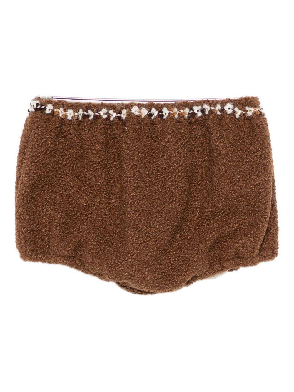 Shorts per bambina A'lapage marroni con rifiniture floreali - Rubino Kids